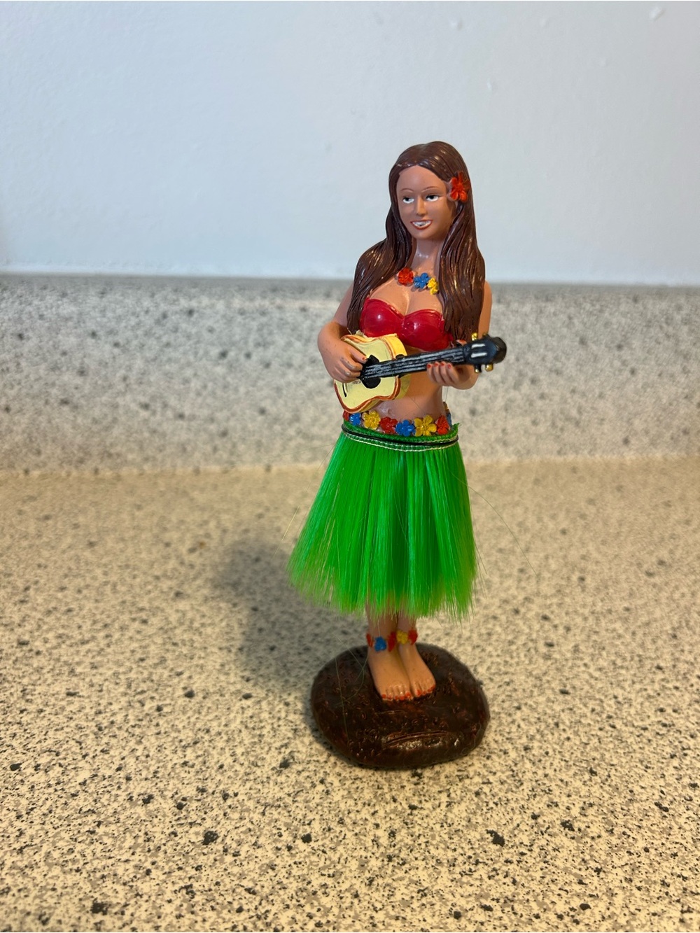 Vintage Hula Girl Figurine in Red and Green